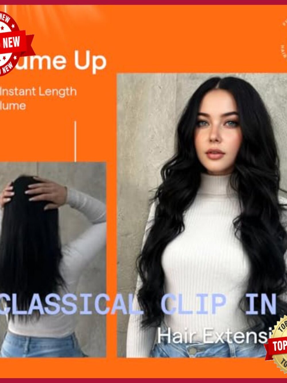 22 Inch Human Hair Extensions Clip Ins 7 Pcs Straight Thick Ends - Picture 6 of 6